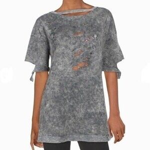 🔥 SALE! Anthropologie Maronie Women's Cut-Out Oversized Tee Large Black A44